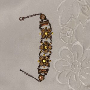 Fall colored flower bracelet